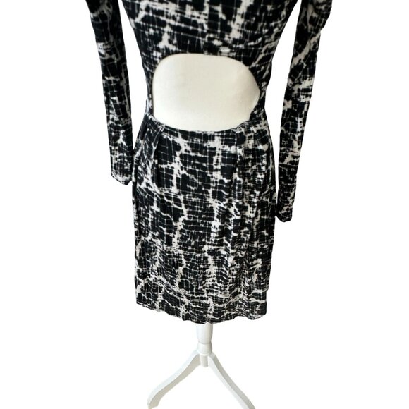SILENCE & NOISE Black Cream Print Long Sleeve Dress Size S - Picture 5 of 7